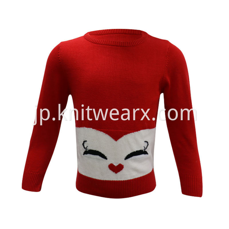 Girl's Knitted Happy Smile Jacquard Sweaters Cute Long Sleeves Pullover Top